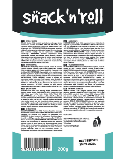 SNACK & ROLL Duck Strips, cu rață 200 g