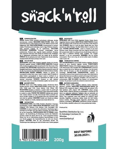 SNACK & ROLL Duck Slices felii de rață 200 g