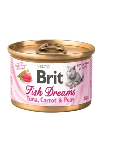 Brit cat fish dreams hrană umedă pentru pisici, ton, morcovi și mazăre 80 g