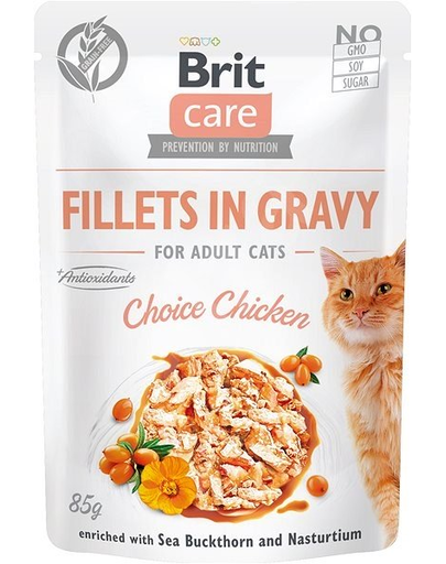 Brit care cat fillets in gravy, file de pui în sos 85 g