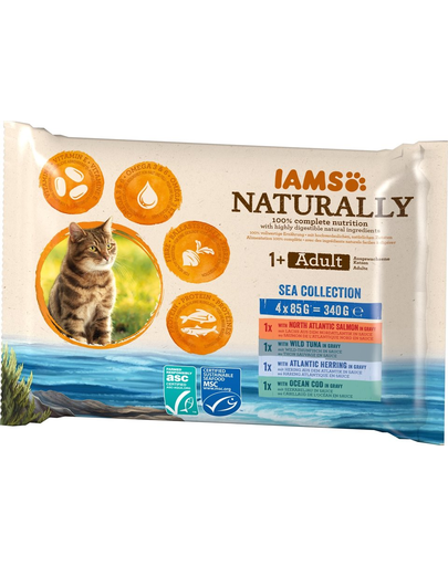 IAMS Naturally Cat Adult Sea collection set hrana umeda pisici adulte, cu peste 4 x 85 g