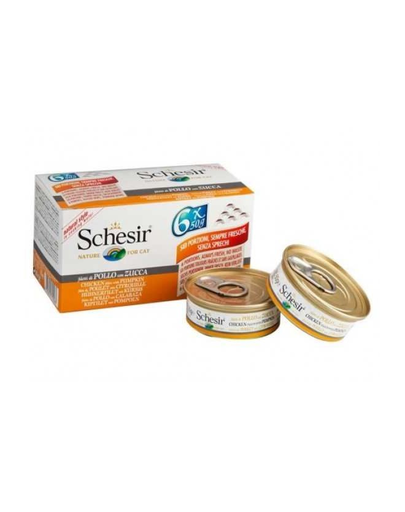 SCHESIR Hrană umedă pentru pisici, file de pui și dovleac, 6 buc. x 50 g