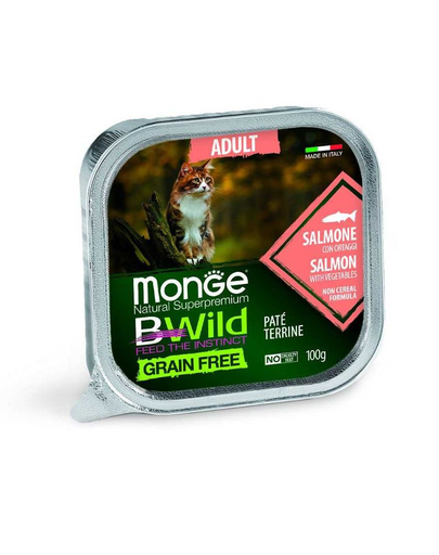 MONGE BWild Cat Adult hrană umedă pentru pisici, cu somon 100 g imagine