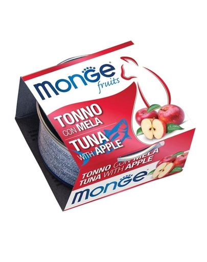 MONGE Fruit Cat hrană umedă pentru pisici, cu ton și măr 80 g imagine