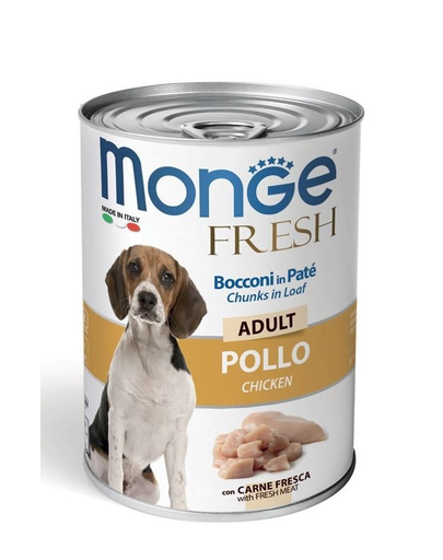 MONGE Fresh Hrana umeda pentru caini, cu bucati de pui, 400g