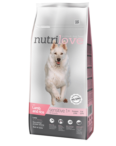 Nutrilove premium cu miel și orez dog sensitive - 12 kg