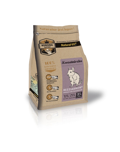 NATURAL-VIT Korona Natury hrana completa pentru veverite Degu 750 g + Kolbaton + amestec plante 70 g