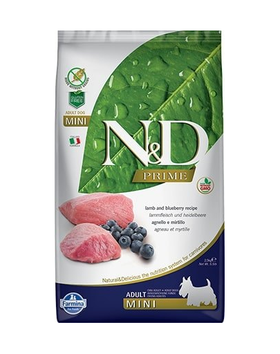 FARMINA N&D Prime Lamb & Blueberry Adult Mini 14 kg (2 x 7 kg) hrana uscata caini adulti talie mica, miel si afine