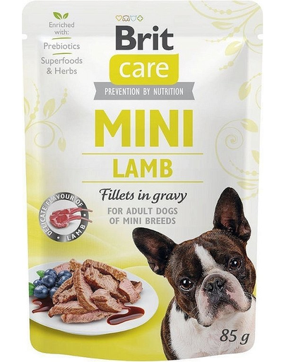BRIT CARE Mini Adult hrana umeda pentru cainii adulti, de talie mica, cu miel, 85 g