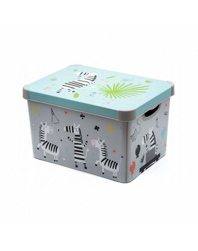 CURVER Deco Cutie depozitare cu capac Stockholm L Zebra