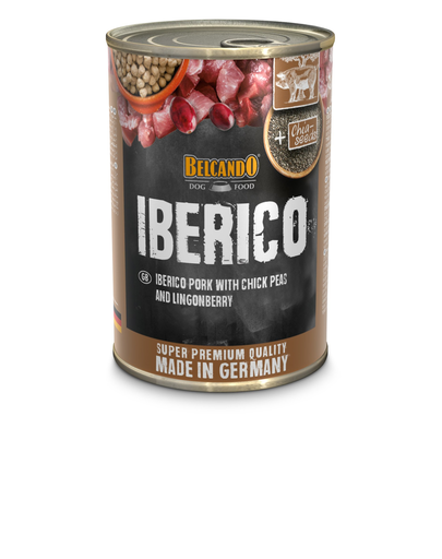 BELCANDO Super Premium hrana umeda pentru caini, porc iberic cu naut si merisoare de munte, 400 g