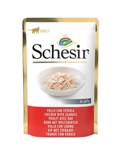 SCHESIR Hrana umeda pentru pisicile adulte, file de pui cu biban, 85 g