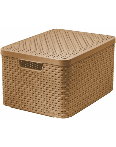 CURVER Cos cu capac Rattan Style, marime L, capacitate 30l, maro