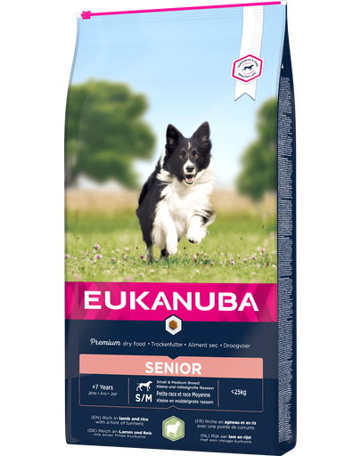 EUKANUBA Dry Base Senior Small & Medium Breeds Lamb & Rice hrana uscata caini seniori talie mica/medie 2.5 kg