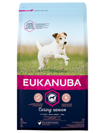 EUKANUBA Caring Senior Small Breed hrana uscata caini seniori talie mica, bogat in pui 3kg