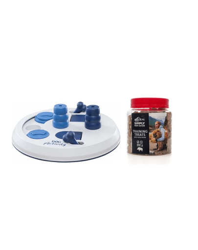 TRIXIE SET Jucarie pentru caini Dog Activity "Flip Board" 23 cm + SIMPLY FROM NATURE Training Treats recompense caini, cu mistret