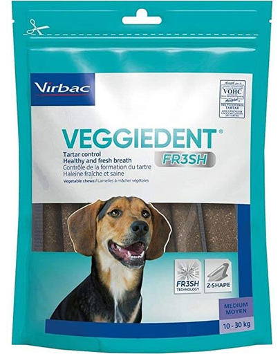 VIRBAC Veggiedent Fresh M (10-30 kg) Recompense caini pentru igiena orala 15 buc.