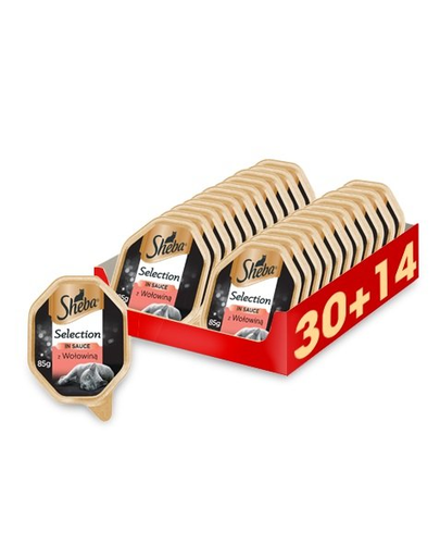 SHEBA Selection in Sauce hrana umeda pentru pisici, vita in sos 44 x 85g (30 + 14 gratis)
