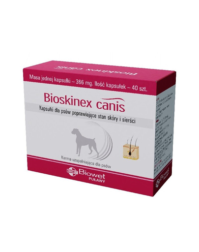 BIOWET Bioskinex Canis capsule pentru caini care imbunatatesc starea pielii si a parului 40 buc.