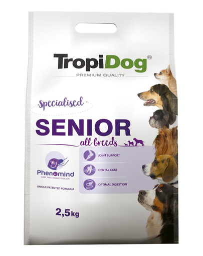 TROPIDOG Premium Senior curcan si orez 2,5 kg hrana uscata pentru toate taliile