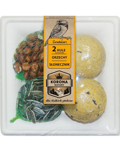 NATURAL-VIT Korona Natury Set pentru pasari salbatice 2 bile de iarna + arahide + floarea soarelui