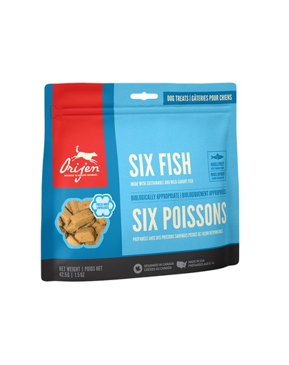 ORIJEN FD Treats Six Fish Dog recompense pentru caini, mix peste 42.5g