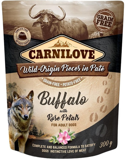 CARNILOVE  Hrana umeda pentru caini cu bivol si ​​petale de trandafir 300g