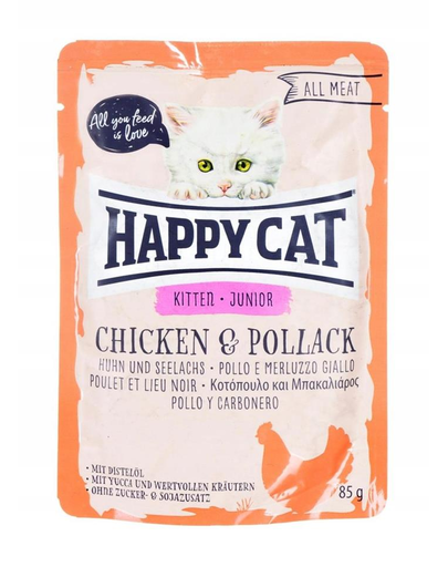 HAPPY CAT All Meat Junior, pui și cod 85 gr
