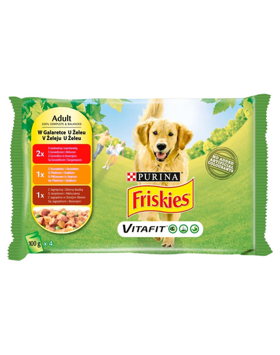 FRISKIES Vitafit Mix Hrana umeda mix in jeleu pentru caini adulti 4x100g