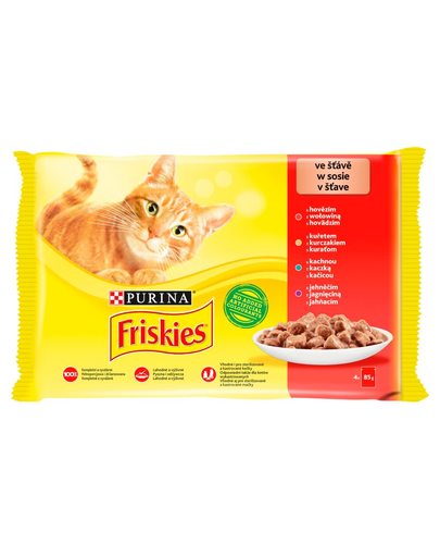 FRISKIES Hrana umeda cu mix de carne pentru pisici adulte Mulipack 4x85g
