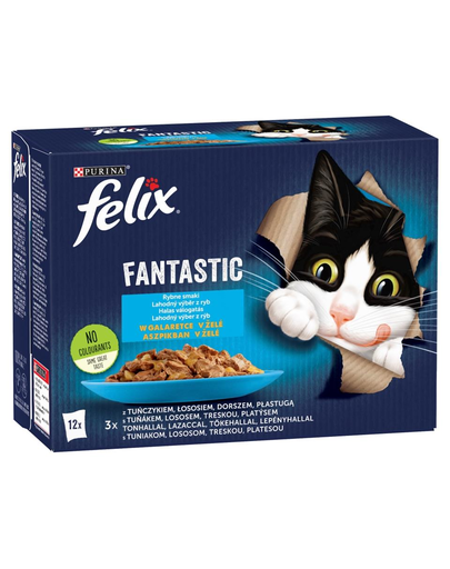 FELIX FANTASTIC Hrana umeda cu peste in jeleu pentru pisici adulte 72x85g