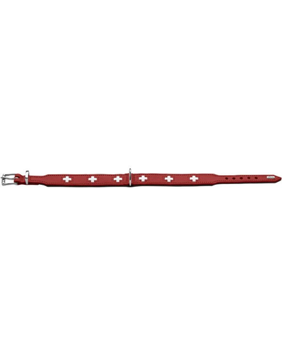 HUNTER Swiss Zgarda din piele pentru caini, marime S-M (47) 38-43,5/3 cm, rosu