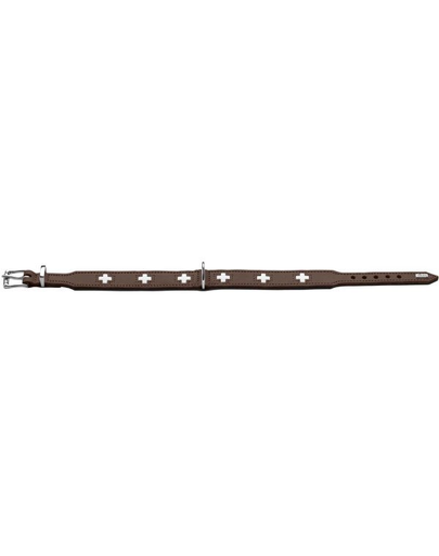 HUNTER Swiss Zgarda din piele pentru caini, marime S-M (42) 35-39,5/2,6 cm, maro inchis
