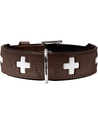 HUNTER Swiss Zgarda din piele pentru caini, marime M (55) 41-49/3,9 cm, maro inchis