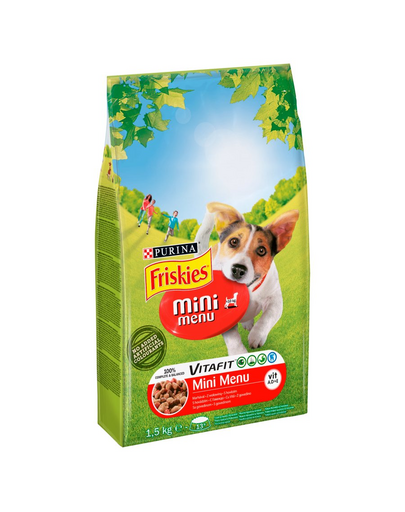 FRISKIES Mini Menu hrană câini talie mică, cu vită și legume 1,5 kg