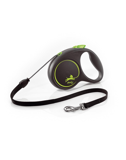 FLEXI Black Design lesa automata cu banda pentru caini, negru cu verde, marimea M, 5 m