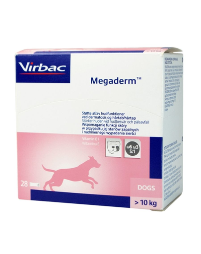 VIRBAC Megaderm 28x8 ml supliment pentru caini de 10-30 kg cu probleme de piele