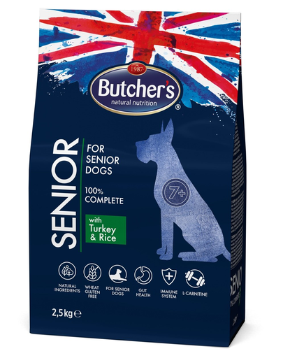 BUTCHER'S Hrana uscata caini senior, cu curcan si orez 2,5 kg