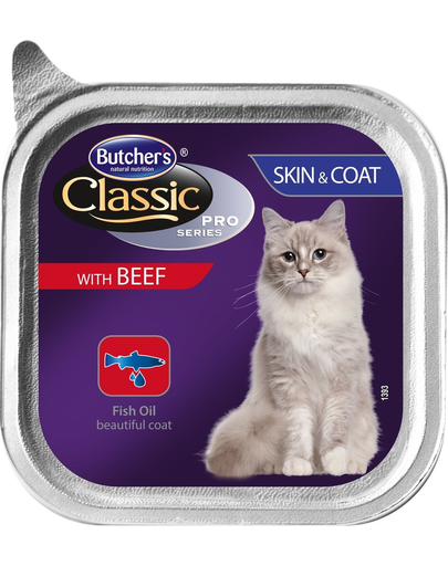 BUTCHER'S Cat Classic Piele&Blană pate cu vită 100 g