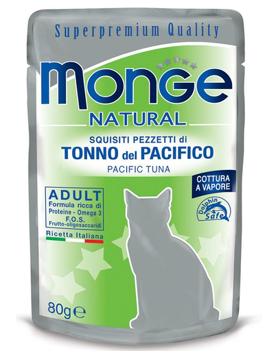 MONGE hrană umedă pentru pisici, cu ton cu aripioare galbene 80 g