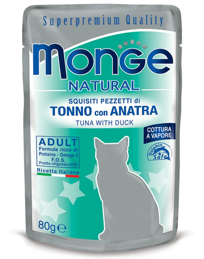 MONGE hrană umedă pentru pisici, cu ton și rață 80 g