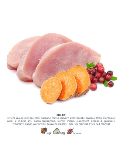 PAKA ZWIERZAKA Hrana uscata pentru caini adulti, cu curcan si cartofi dulci 2 kg