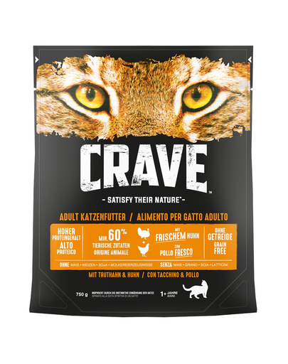 CRAVE Hrana uscata pentru pisici adulte, cu curcan 5 x 750 g