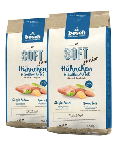 BOSCH Soft Junior Hrana uscata cu pui si cartofi dulci pentru cainii junior 25 kg (2 x 12,5 kg)