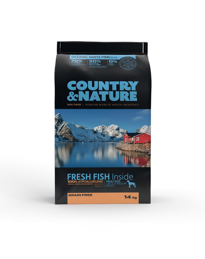 Country&Nature Ocean White Fish Recipe Hrana uscata caini adulti talie medie/mare, cu peste 14 kg