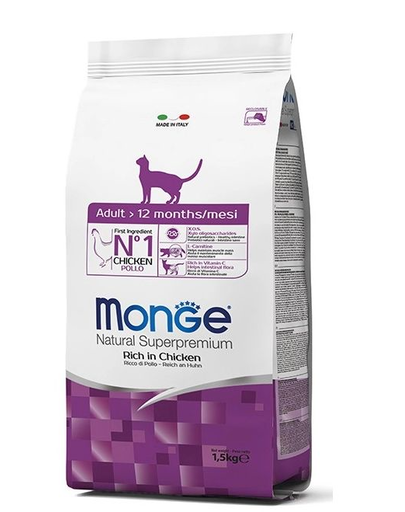 MONGE Cat Adult hrană uscată pentru pisici adulte, cu pui 400 g