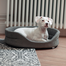 FERA Pat oval cu perna pentru caini, gri, Marime S: 53 x 44 x 16