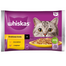 WHISKAS Adult 4x85 g hrana umeda pentru pisici adulte in sos cu: pui, curcan