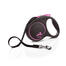 FLEXI Black Design lesa automata cu banda pentru caini, negru cu roz, marimea L, 5 m