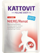 KATTOVIT Feline Diet Niere/Renal Beef hrana umeda dietetica pentru pisici cu afectiunile ale rinichilor, cu vita 85 g